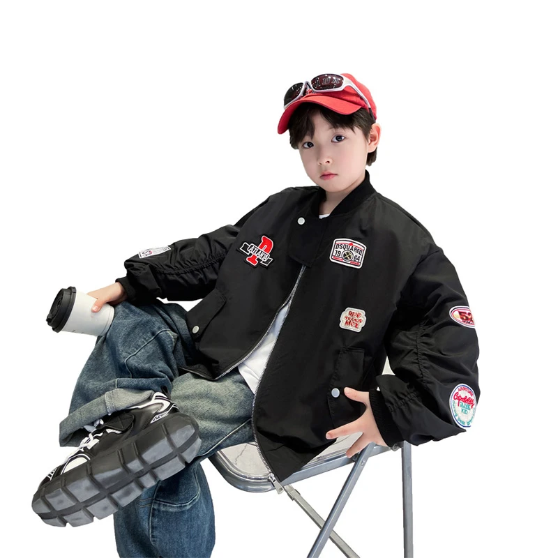 儿童装男童春装外套2025新款中大童春秋款棒球服男孩春季酷帅夹克