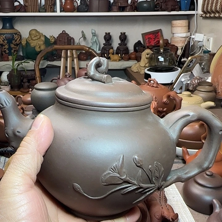 @***曲茶壶紫泥原矿紫砂