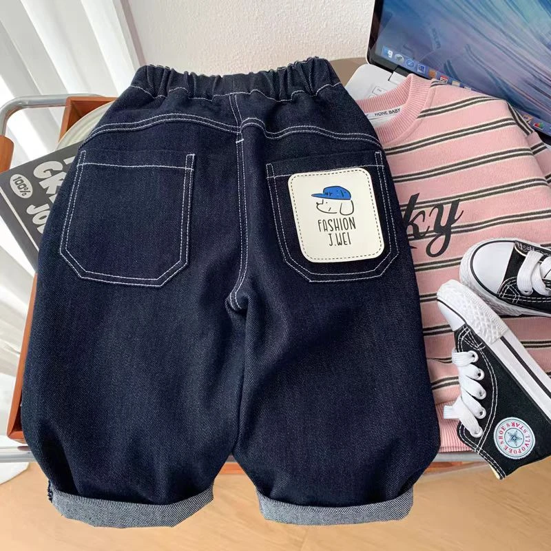 男童裤子2025新款女童春秋牛仔裤儿童韩版百搭时尚宽松休闲直筒裤