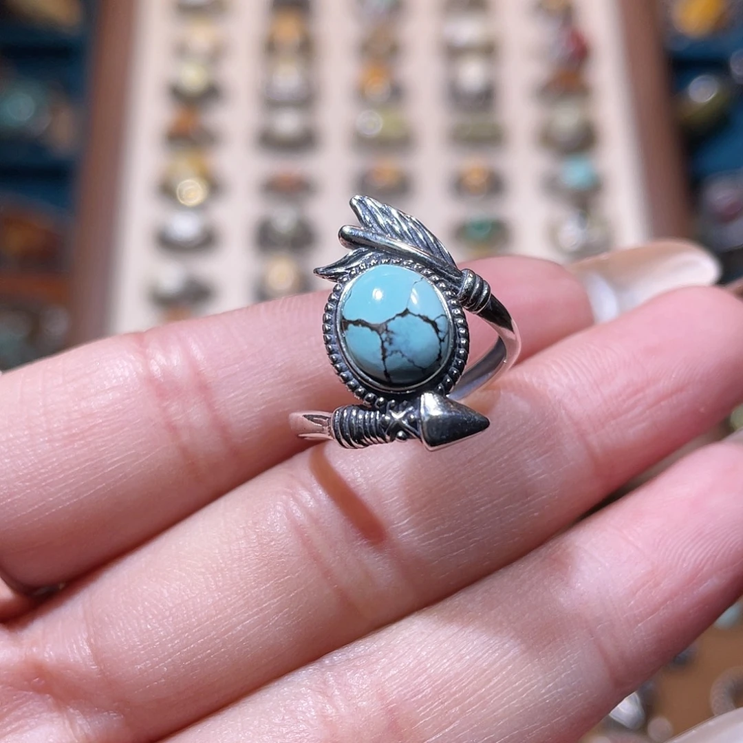 绿松石银S925镶嵌戒指戒指