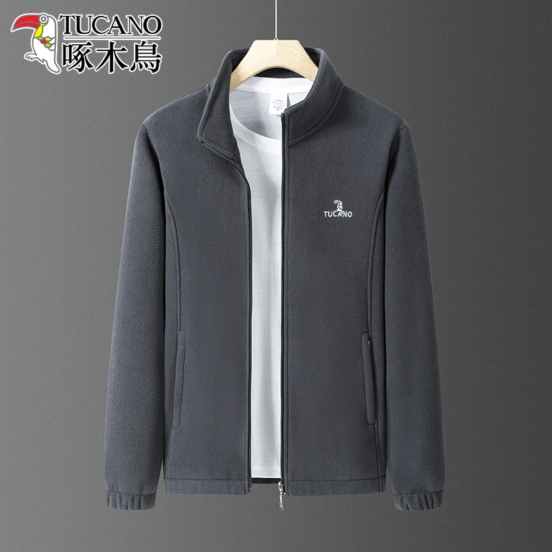 啄木鸟春秋薄款外套立领开衫摇粒绒卫衣男青年户外百搭保暖秋装潮