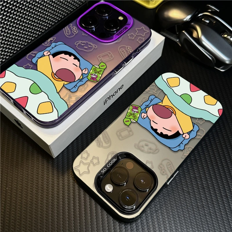 睡觉小新适用苹果16promax手机壳iPhone15创意14保护套17新款卡通