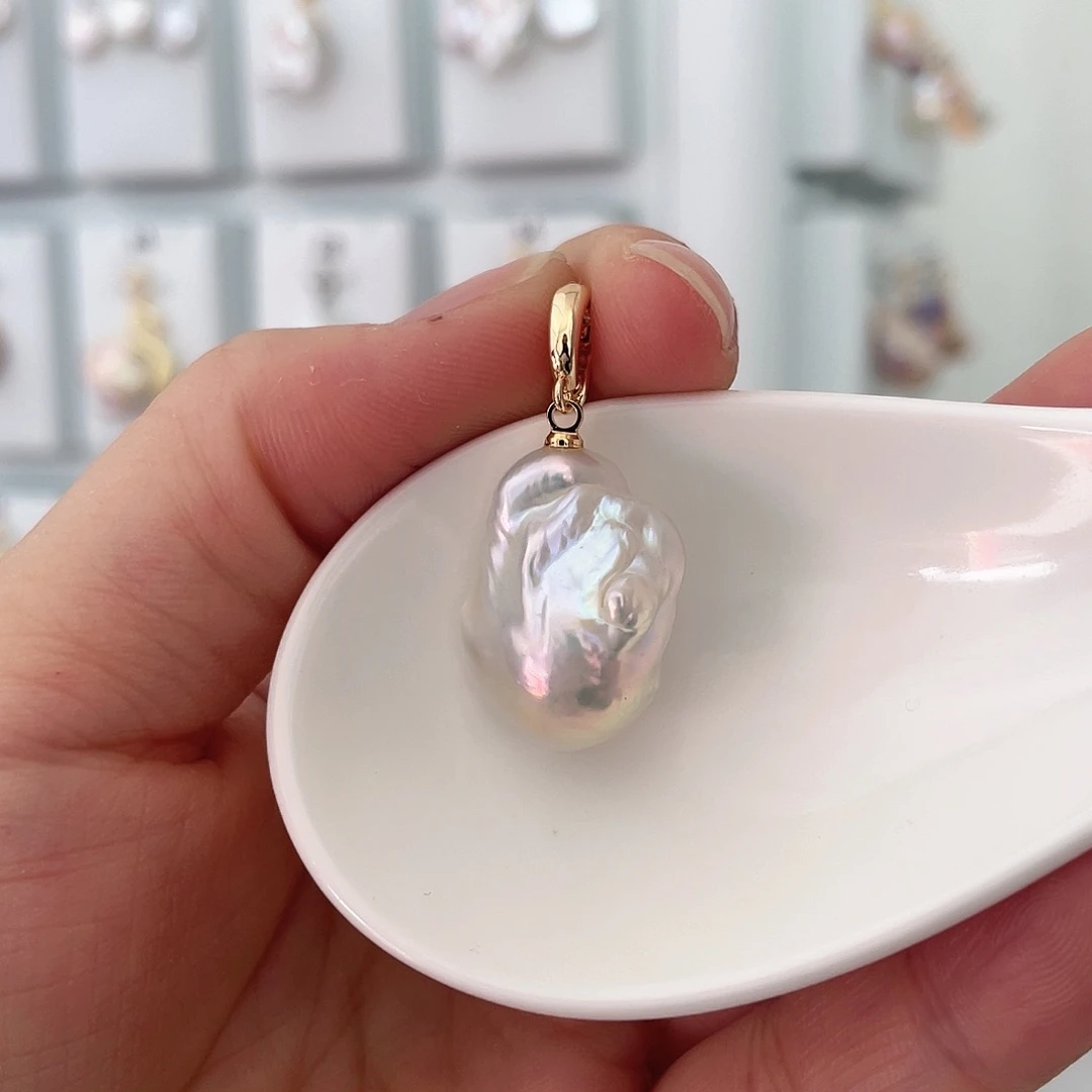 淡水珍珠天然珍珠巴洛克银S925镶嵌