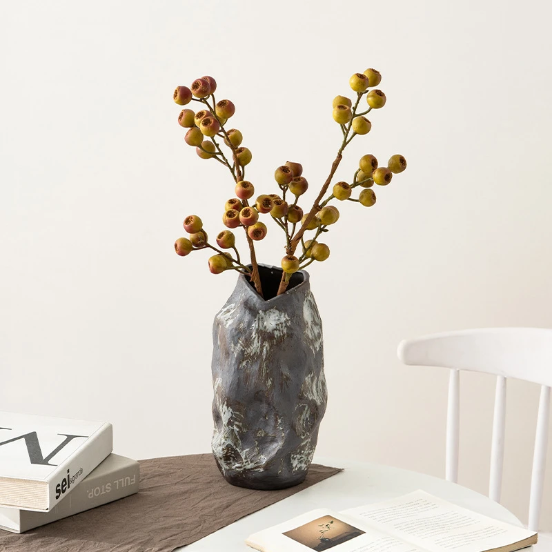 花架陶瓷花瓶读大号高级感途客厅摆件轻奢复古侘寂风落地装饰玄关