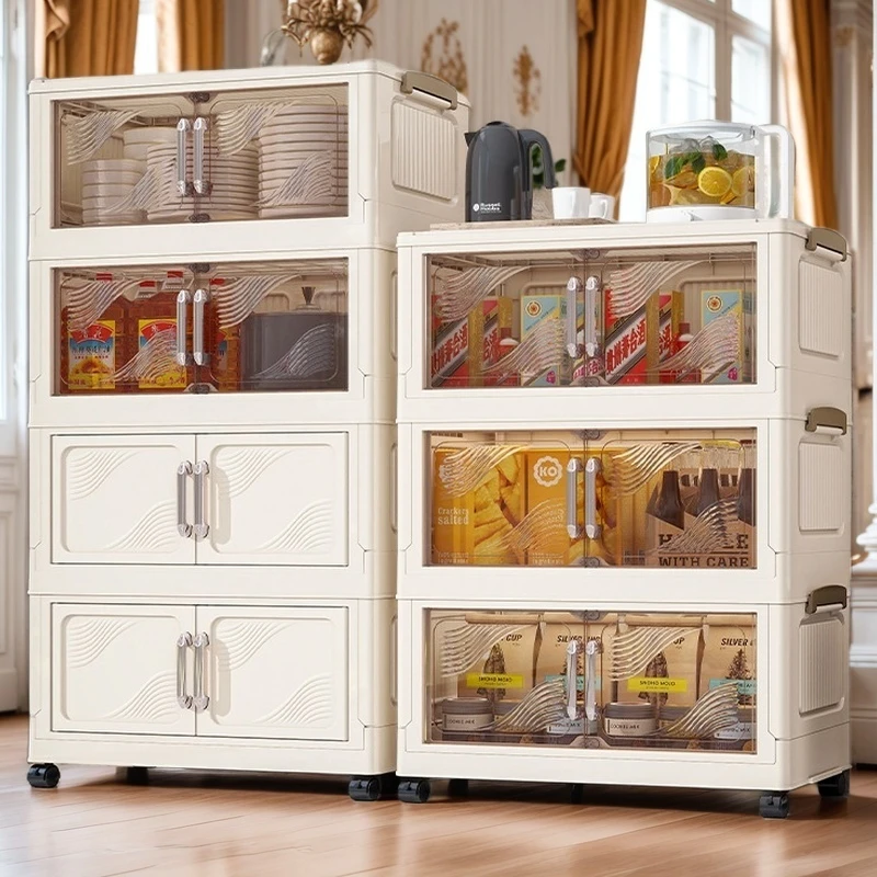 加大号70面宽折叠收纳柜免安装杂物储物箱儿童挂衣柜厨房置物架