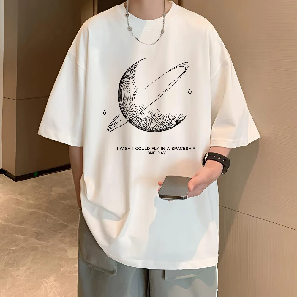 DIKADENG/蒂卡登夏季短袖男t恤纯棉圆领休闲宽松潮流五分半袖上衣