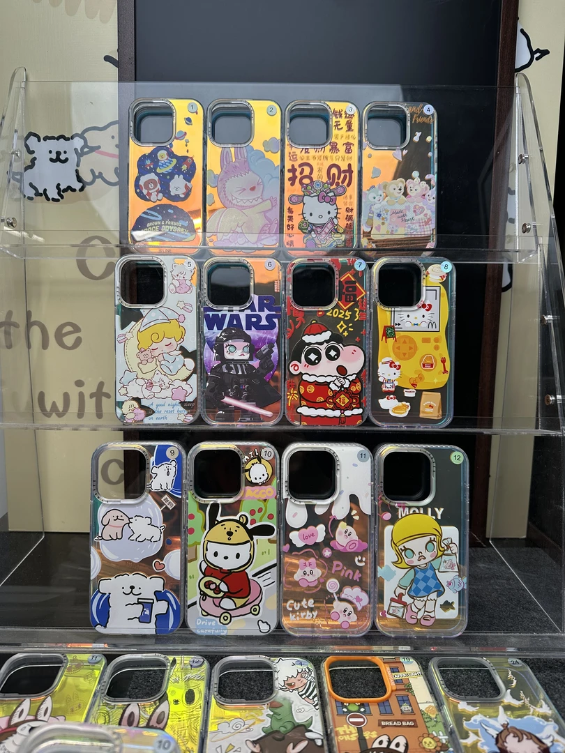 B组透明镭射手机壳硬壳软包边适用苹果16promax华为/mate60