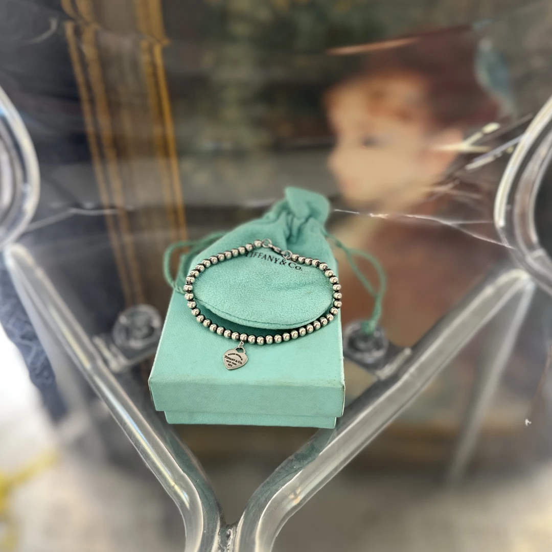 95新 Tiffany & Co./蒂芙尼 复燃精选/蓝爱心手链