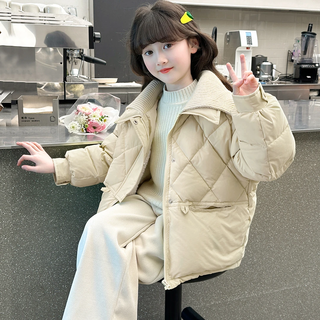 女童棉服外套秋冬款加绒加厚大童韩版保暖上衣女孩洋气百搭棉外套
