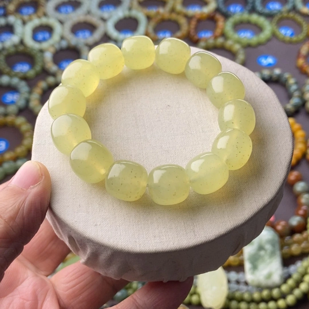 蛇纹石玉手串未镶嵌天青冻