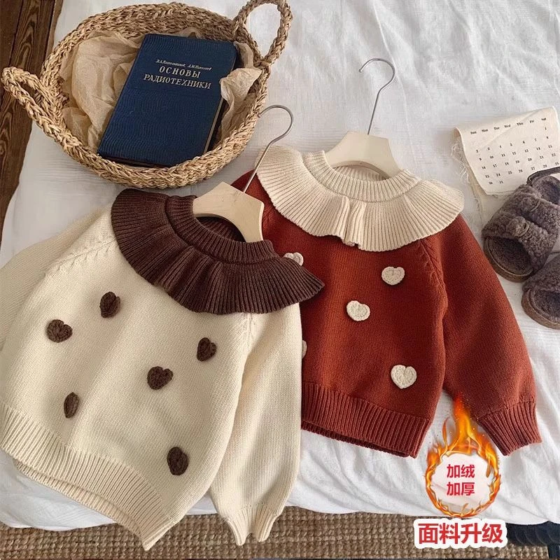 元族女童秋冬毛衣2025新款小女孩洋气加厚外套女宝宝冬装儿童针织