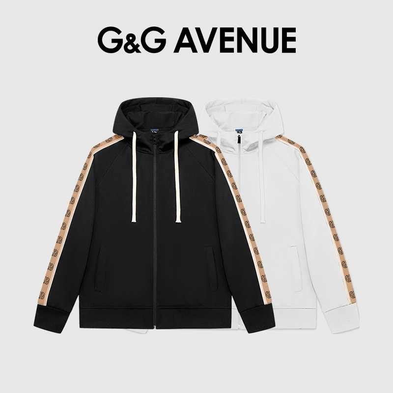 法国G&G AVENUE 酷潮流运动休闲织带卫衣外套男女同款-GJ22310103
