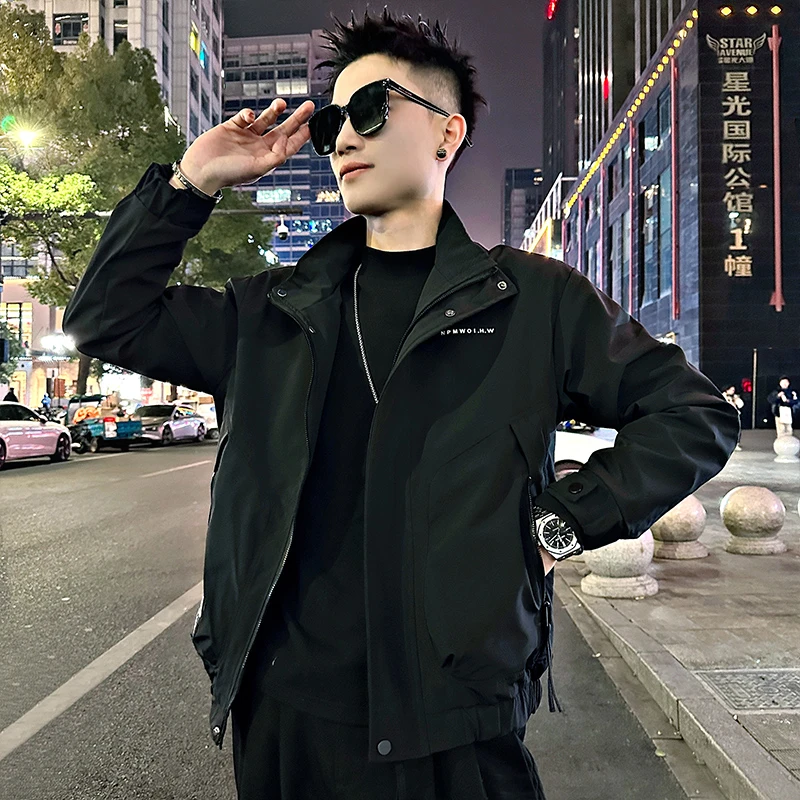 净版外套男春秋高级感男装2025新款潮牌立领夹克痞帅休闲褂子上衣