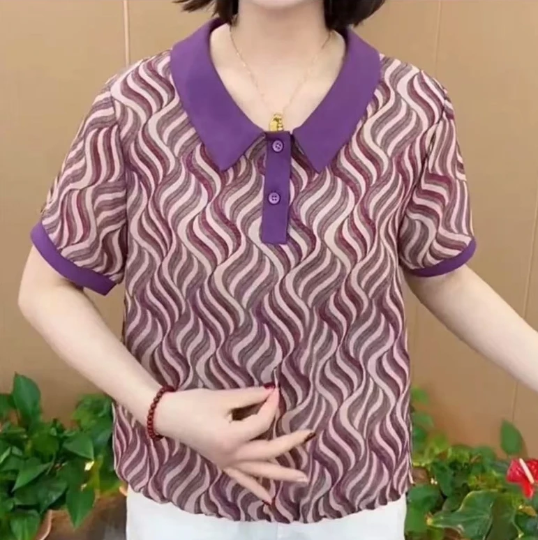 2025夏季波浪纹女式薄款POLO衫