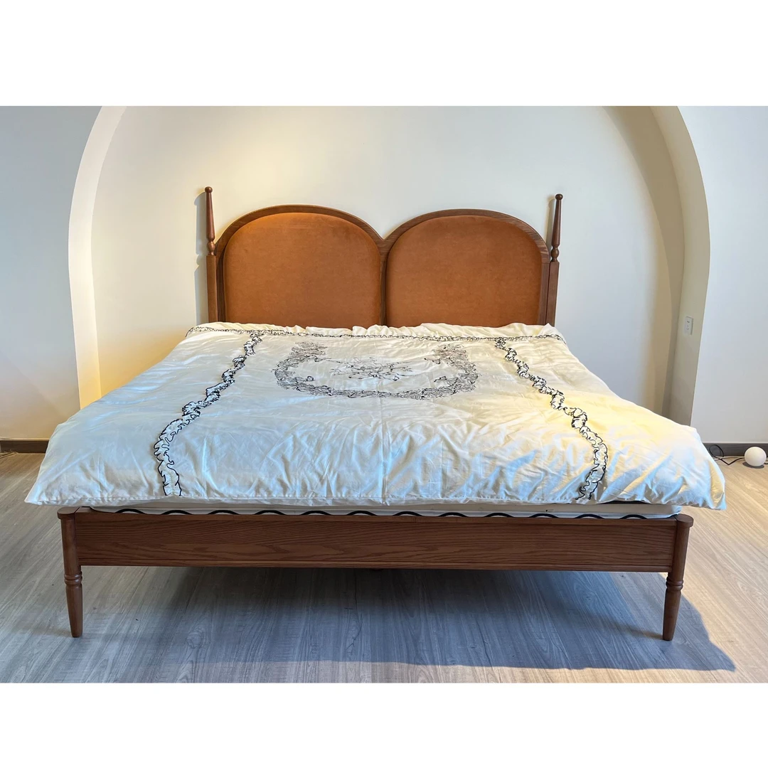 高博铭品法式中古风实木床软包床复古双人床中古风主卧床主卧大床