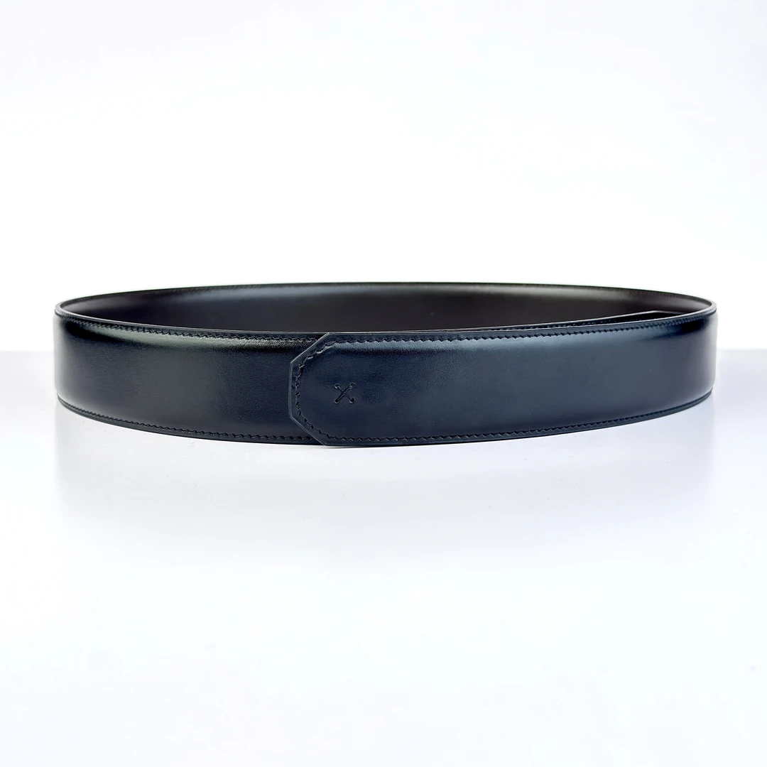 CIA.HERING无扣真皮男士3.8厘米宽高档皮具牛皮平纹细纹单皮带