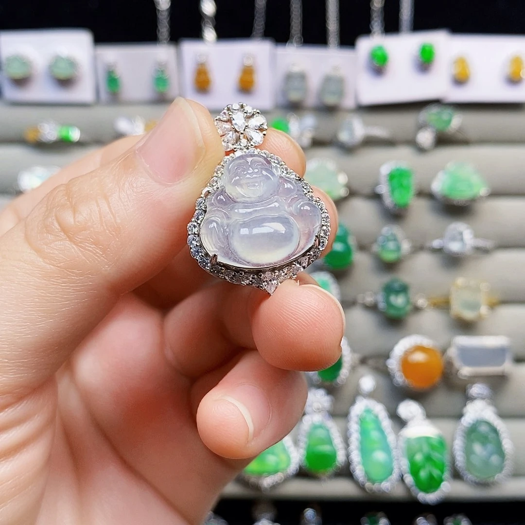 翡翠银S925镶嵌颈饰佛公