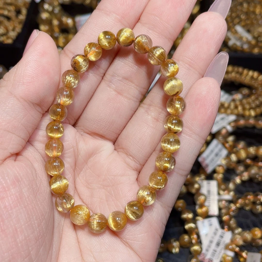 未镶嵌水晶手链天然钛晶手链7mm