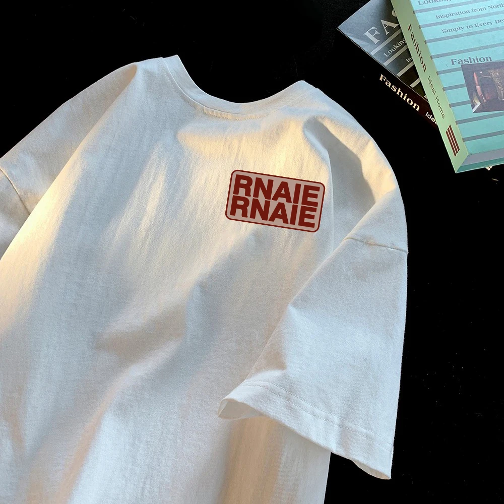 美式痞帅重磅纯棉短袖-字母RNAIE小标 男女潮牌宽松百搭圆领上衣
