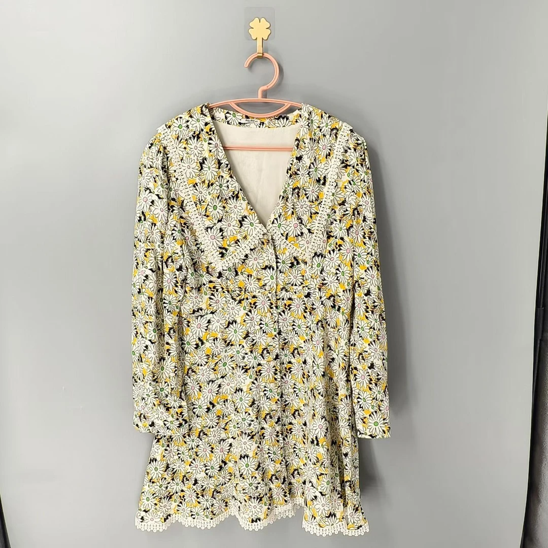 99新 MIU MIU/缪缪 葡萄籽奢潮/MiuMiu珍珠扣碎花连衣裙/44