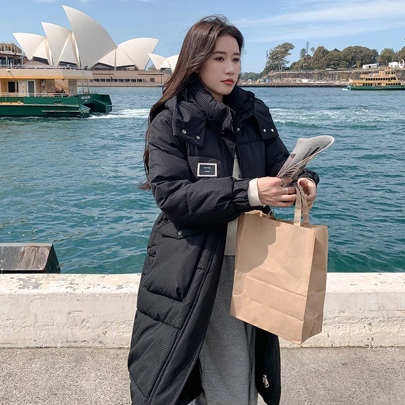 中戏网红2024年新款冬装棉袄韩版棉服女宽松加厚长款棉服女款过膝