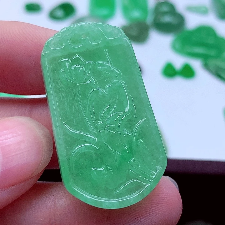 翡翠未镶嵌吊坠(不含链)花开富贵