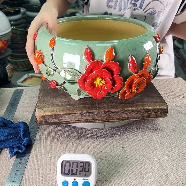 老***蚪泳坤堂石湾盆陶瓷