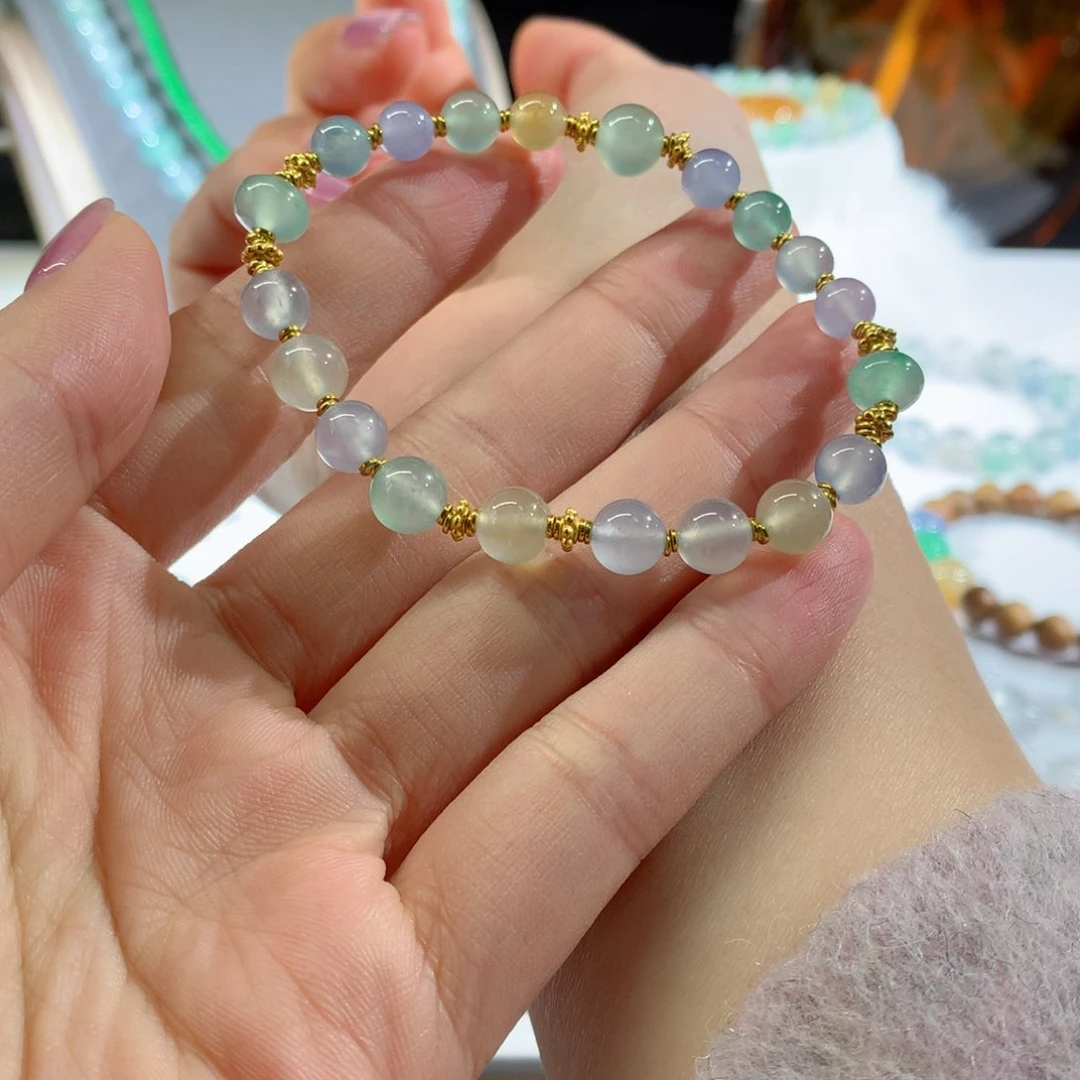 翡翠手串未镶嵌金盘缠多宝手串