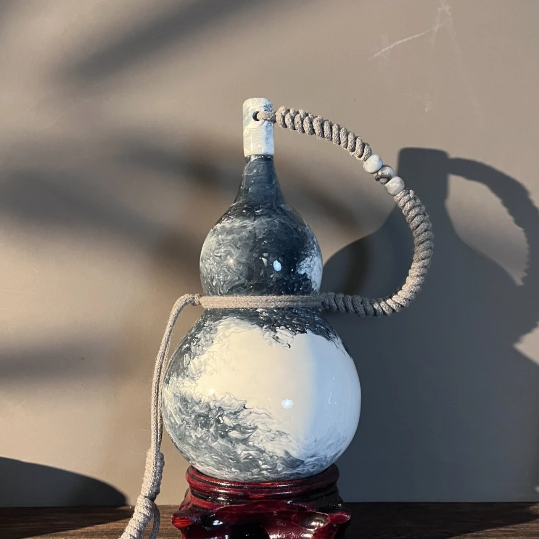 【山水水墨】烤瓷款精品天然热水酒葫芦一物一拍