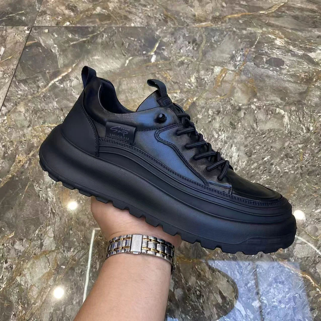 男鞋秋季新款男士韩版真皮休闲鞋百搭时尚舒适透气板鞋纯皮潮男鞋