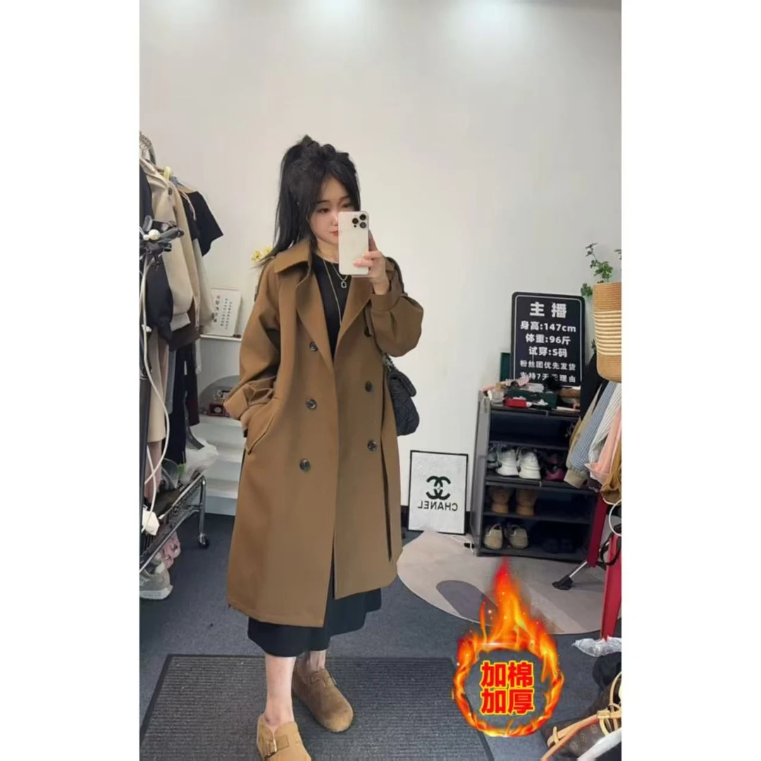 晓琴专属  冬季简约遮肉显瘦夹棉风衣外套8588