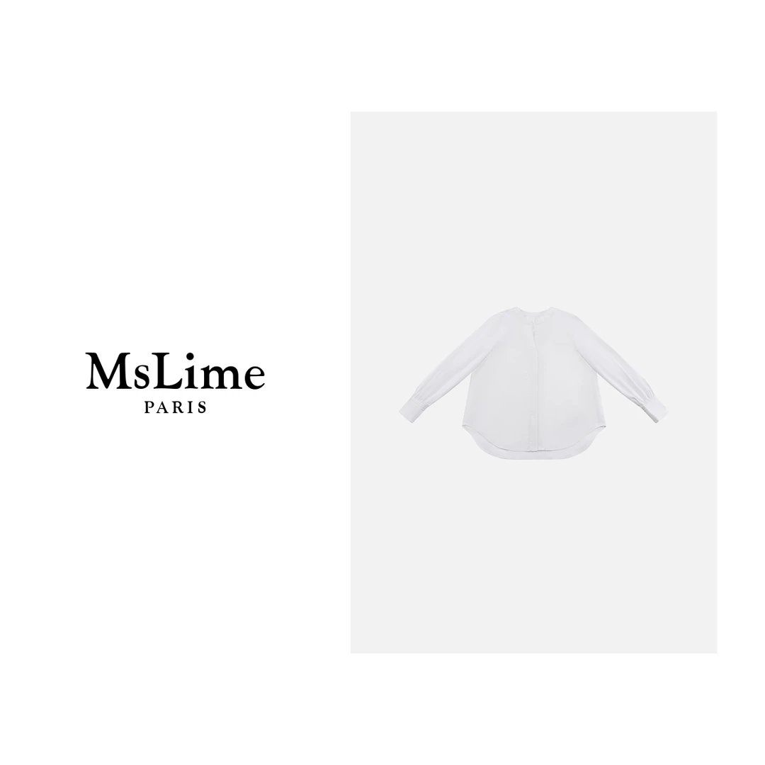 王嬛嬛MsLime25年春款“白色恋人” 100纯棉时尚休闲衬衫 HD2A0153