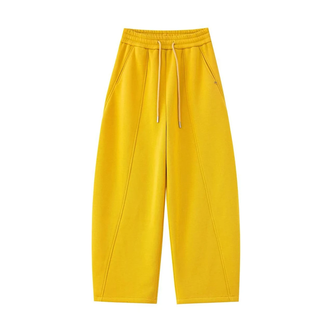 【姚姐定制】358冬季欧货加绒加厚高腰显瘦休闲大弯刀卫裤