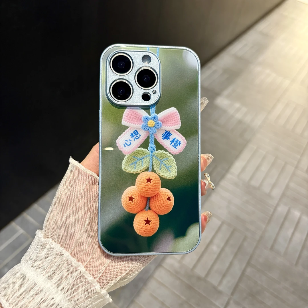 苹果/华为/oppo/vivo/小米 心想事橙适用iPhone16肤感玻璃手机壳