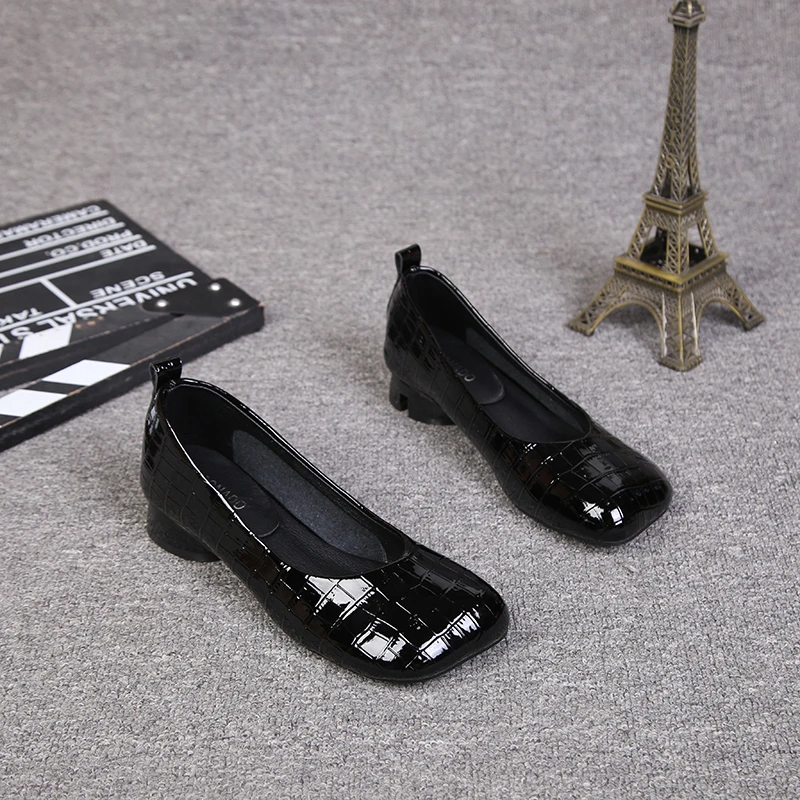 香港羊皮版真皮断码清仓方头浅口单鞋女法式复古一脚蹬时尚小皮鞋