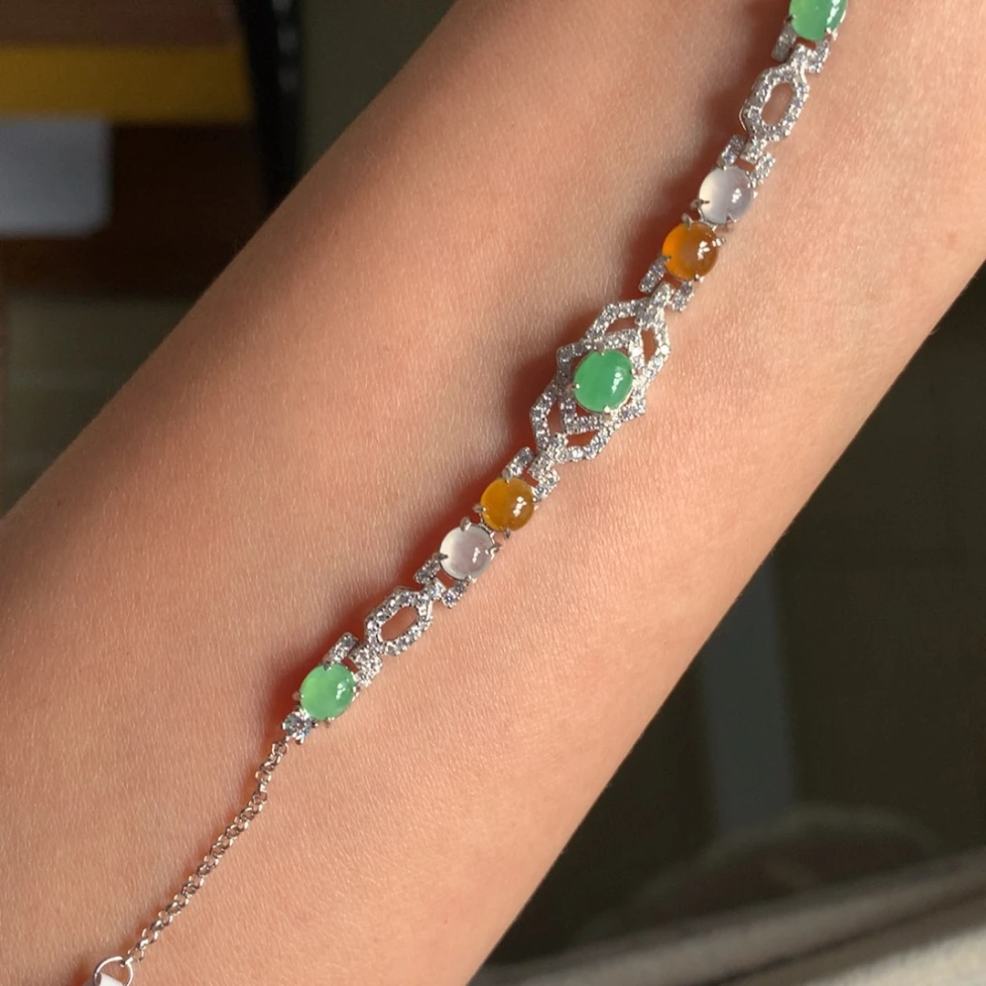 翡翠银S925镶嵌颈饰手链