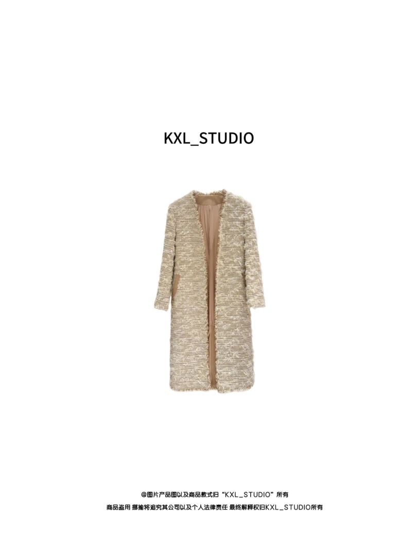 KXL-STUDIO“鎏金粗花呢长款大衣”8581