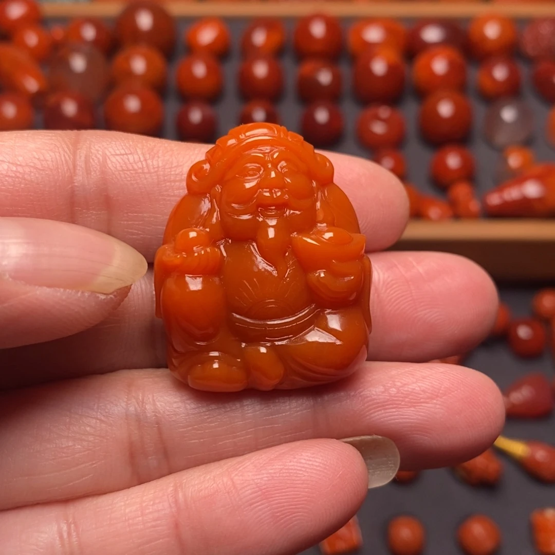 南红玛瑙纯色精工吊坠未镶嵌
