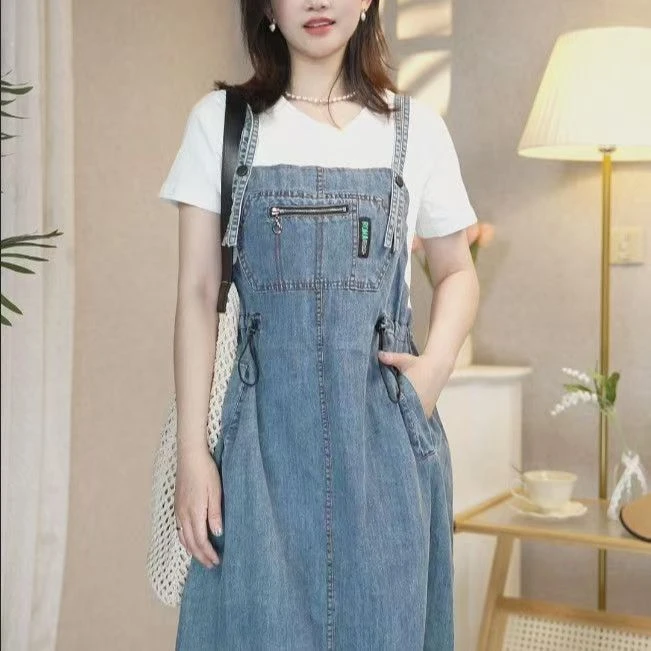 短袖夏装连衣裙百搭背带时尚显瘦背带裙休闲裙子洋气