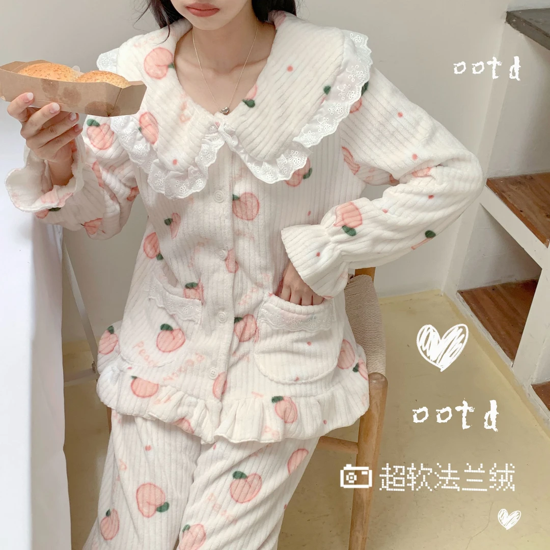 超软法兰绒保暖冬季睡衣家居服