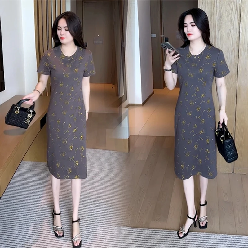 夏季新款穿搭气质显瘦时尚休闲韩版减龄连衣裙大码洋气宽松169
