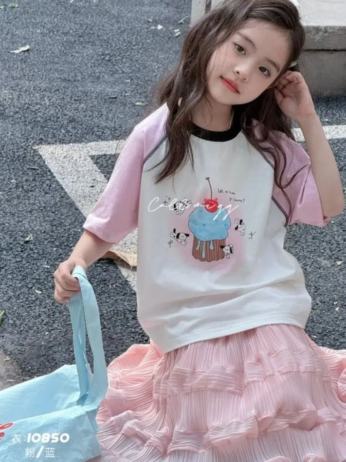 &苏珊&2025新款夏款冰激凌插肩短袖T恤cc潮酷36282