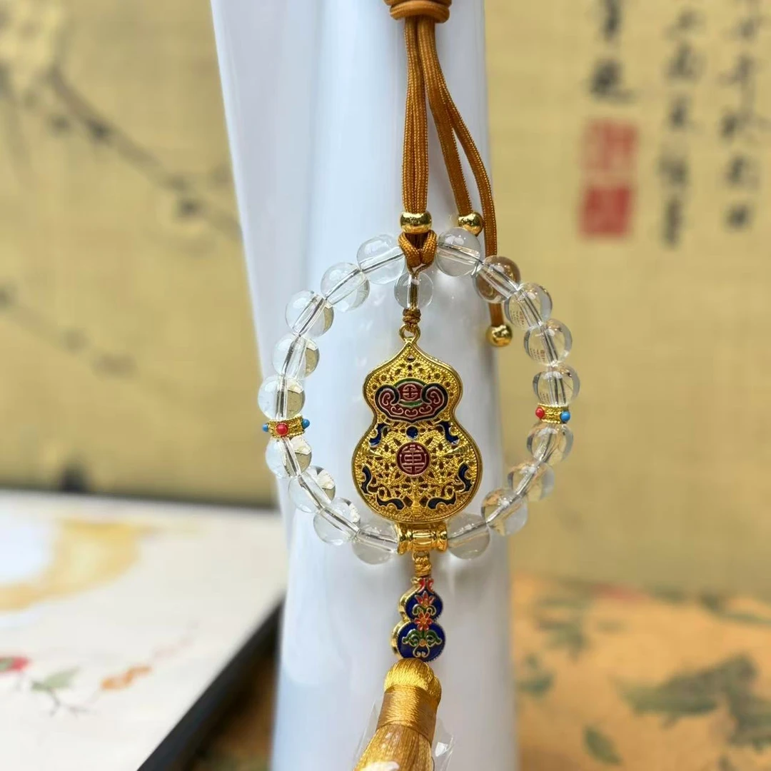 DG-1269-水晶+葫芦金色流苏车挂件