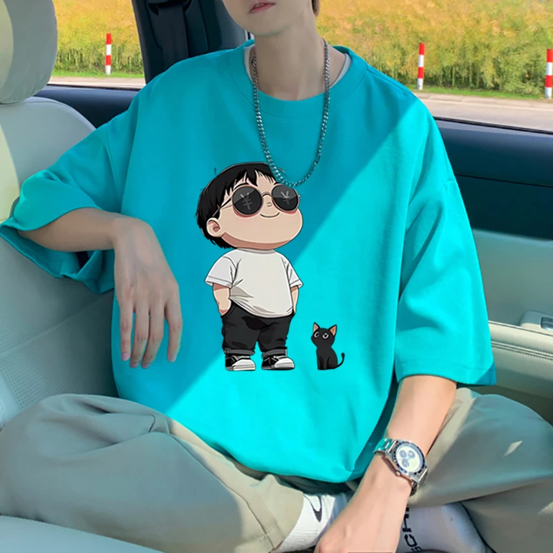 潮牌美式纯棉短袖T恤男女宽松大码上衣学生潮流休闲半袖青少年ins