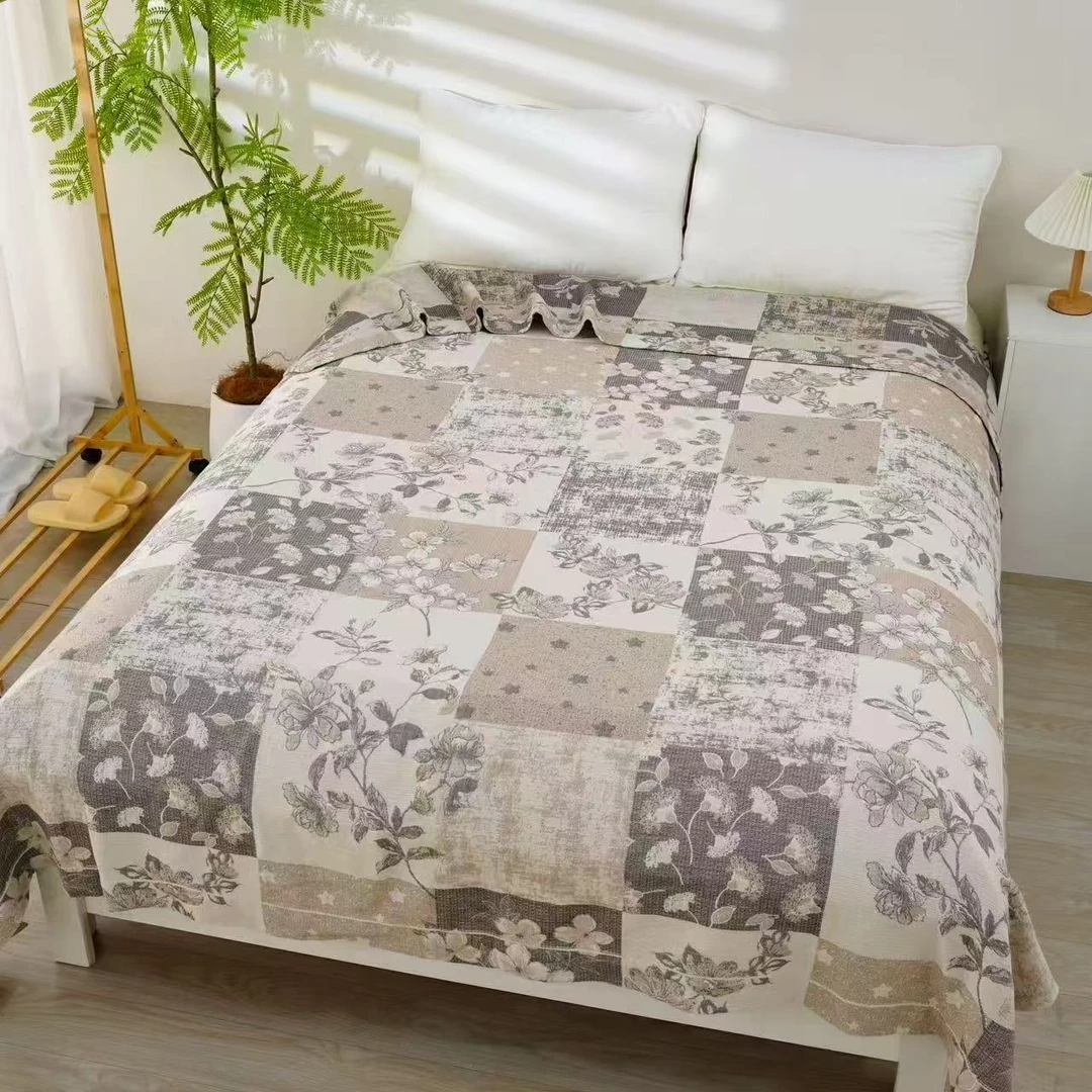 床盖毯【蔷薇花园】2x2.3米 高端轻奢纱布双人四季多功能盖毯