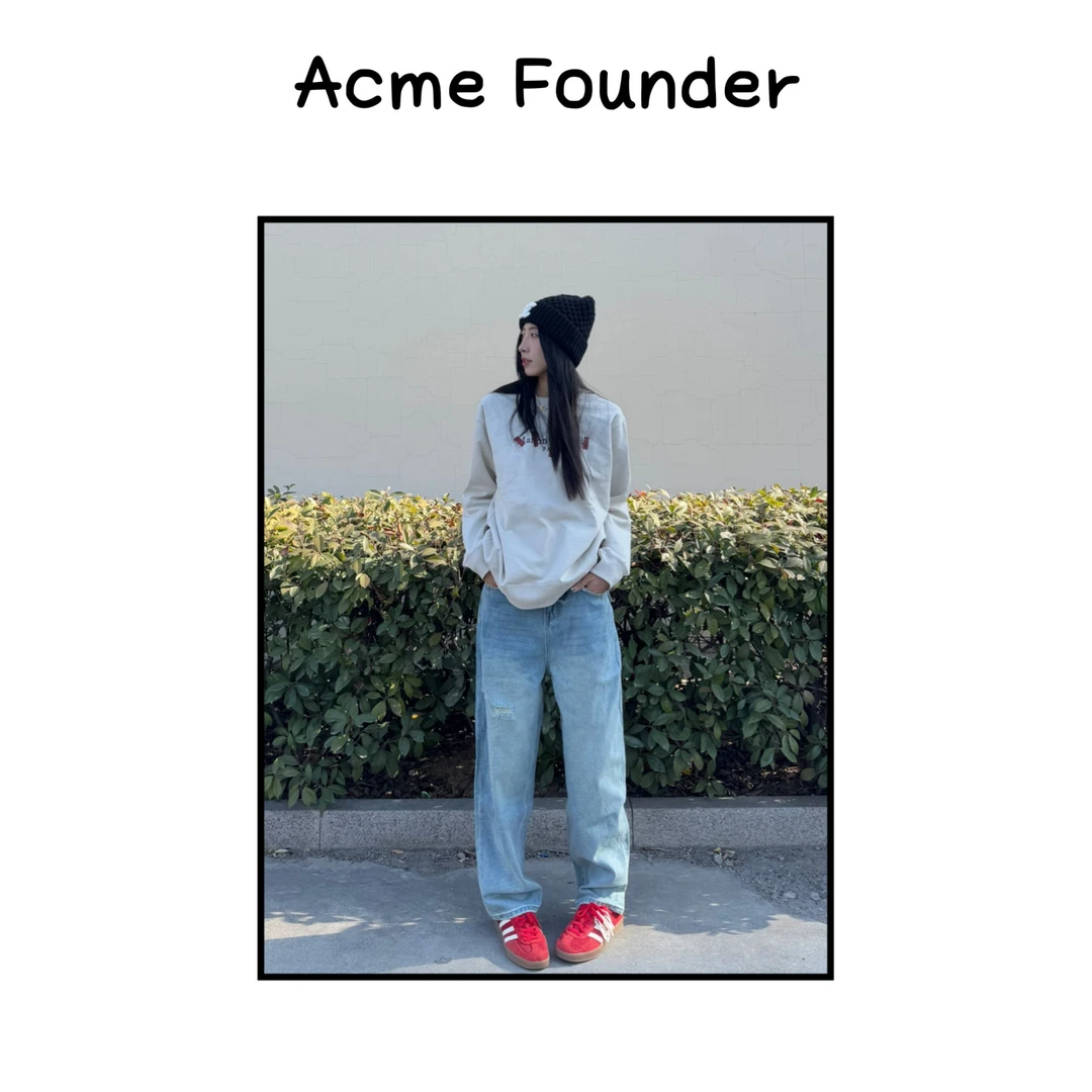 Acme Founder | 水洗破洞牛仔裤宽松萝卜裤直筒复古