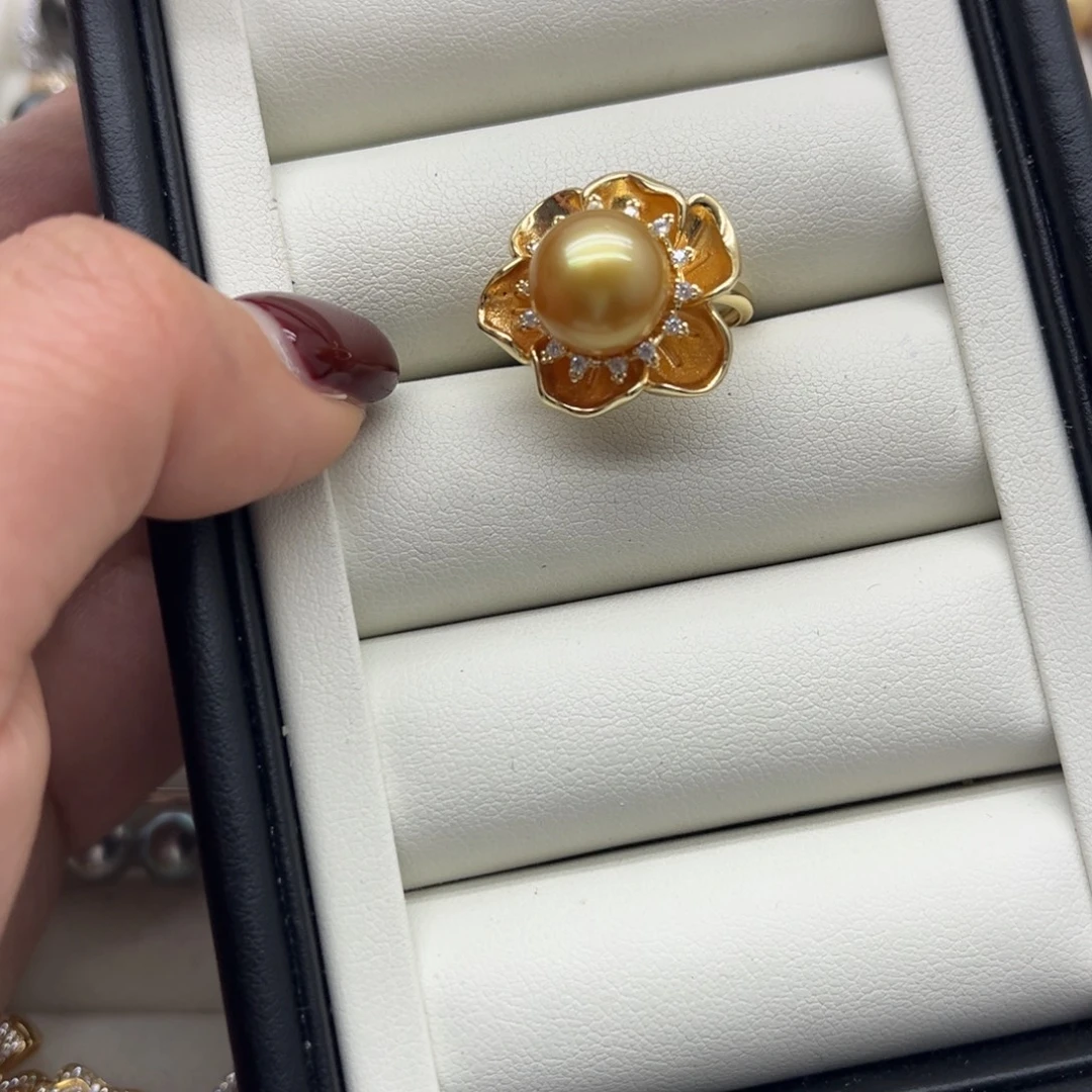 戒指银S925镶嵌海水珍珠