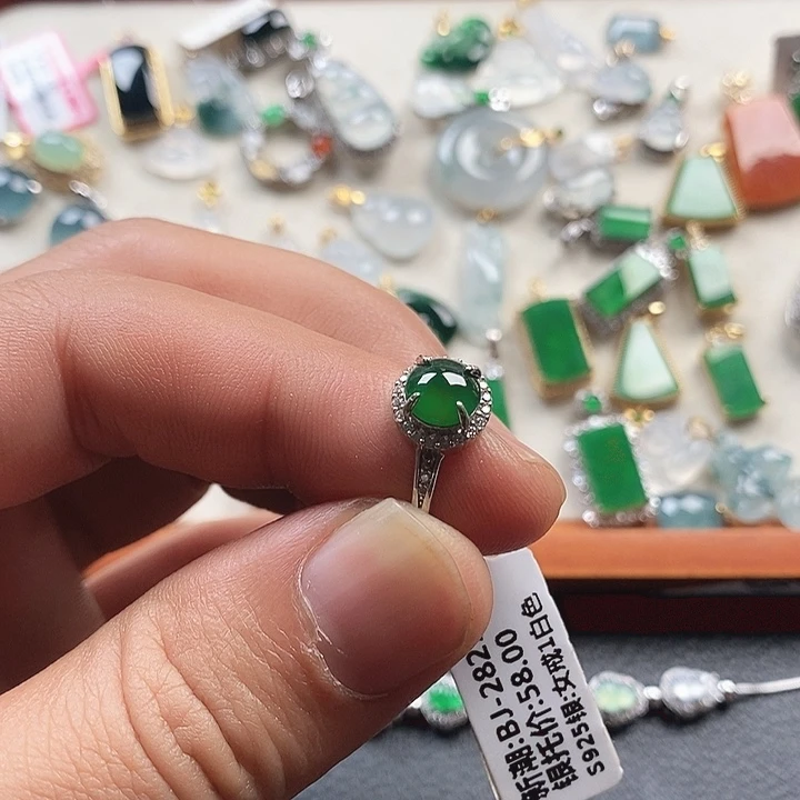 翡翠银S925镶嵌戒指