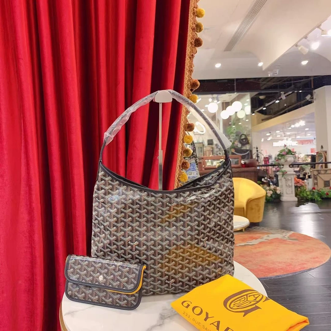 95新 Gaoy/戈雅 GGS丨hobo黑色老花银扣单肩包/90300762