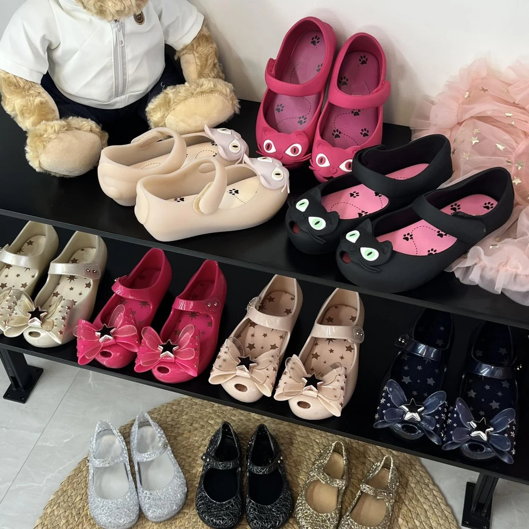 小七同款黑猫咪凉鞋夏季爆款女童凉鞋公主鞋香香鞋亲子宝宝果冻鞋